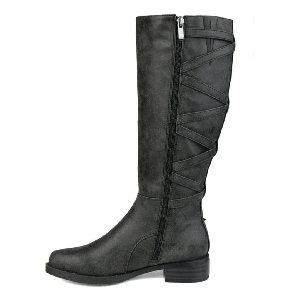 Journee Carly Collection Women's Knee-High Stacked Riding Boots Size 12  New